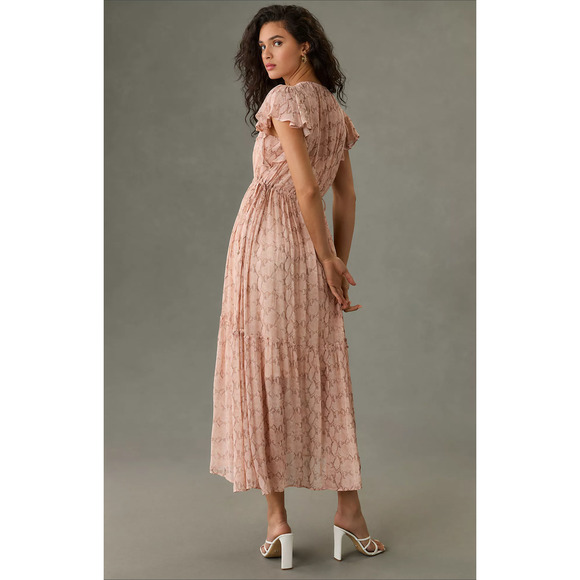 Anthropologie V-Neck Flutter-Sleeve Dress - New XS - Picture 4 of 6